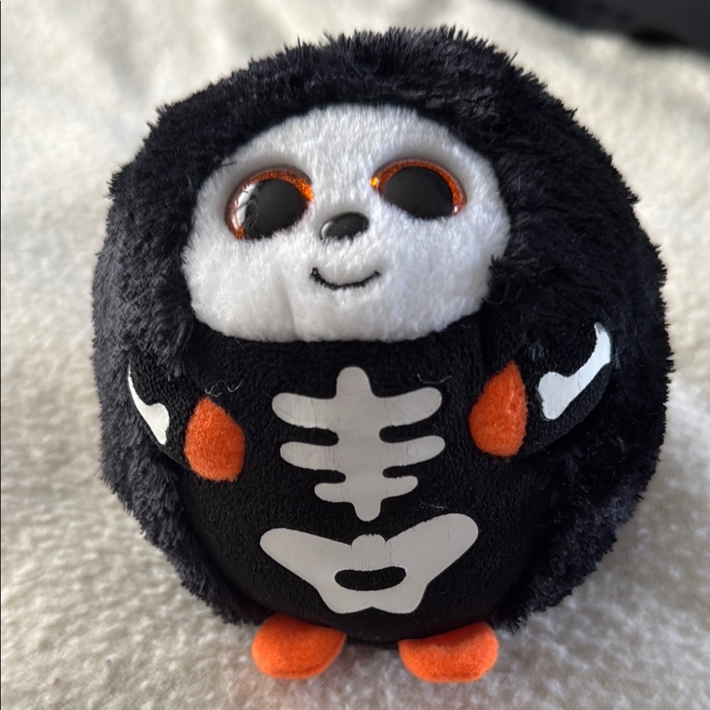 Beanie Baby Skeleton Toy with Orange Accents